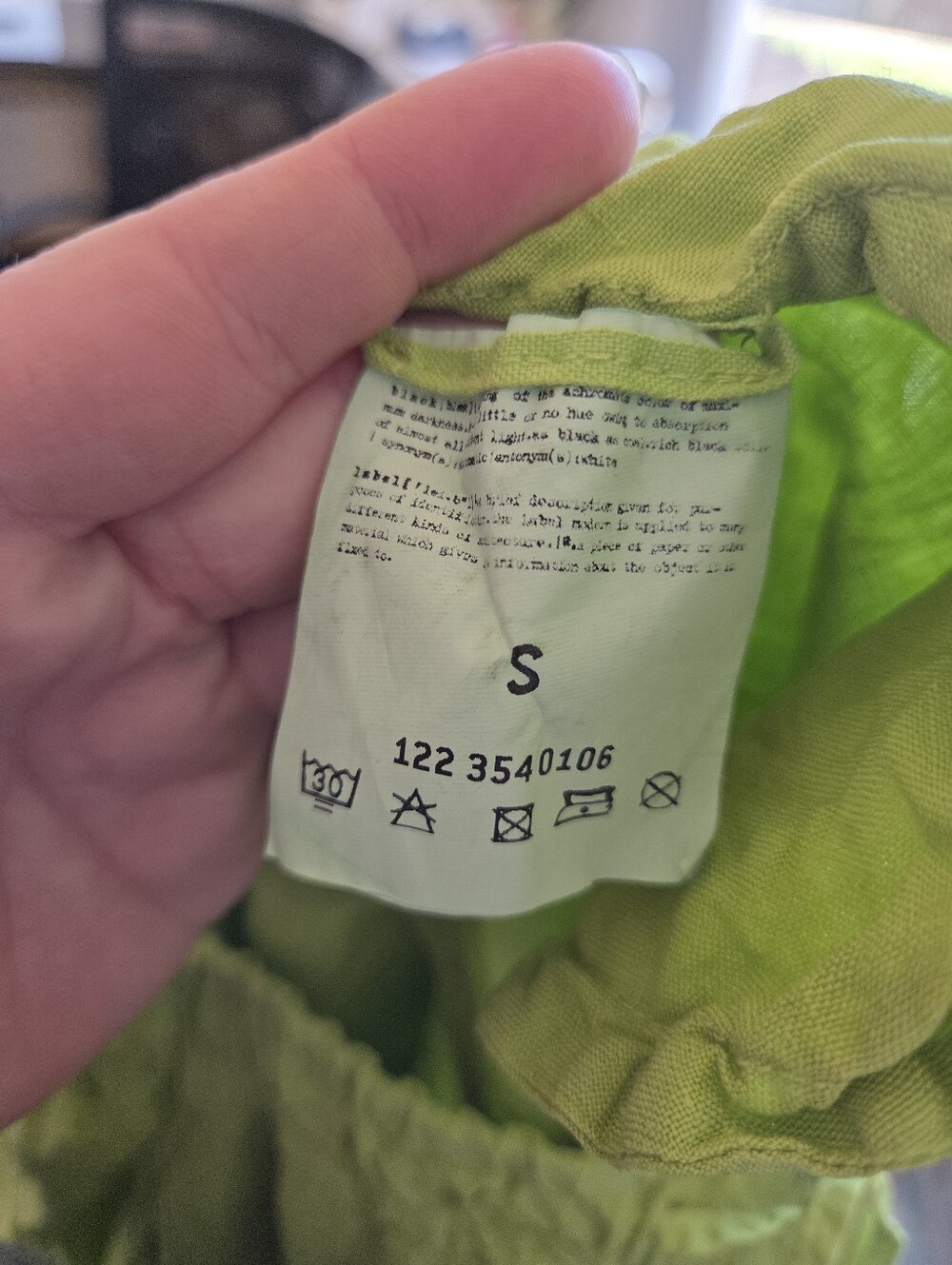 Studio Rundholz 100% Linen Lagenlook Barrel Leg Pants Lime Neon Green Poland S - Picture 9 of 10